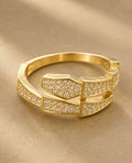 Geometric Diamond Gold Ring