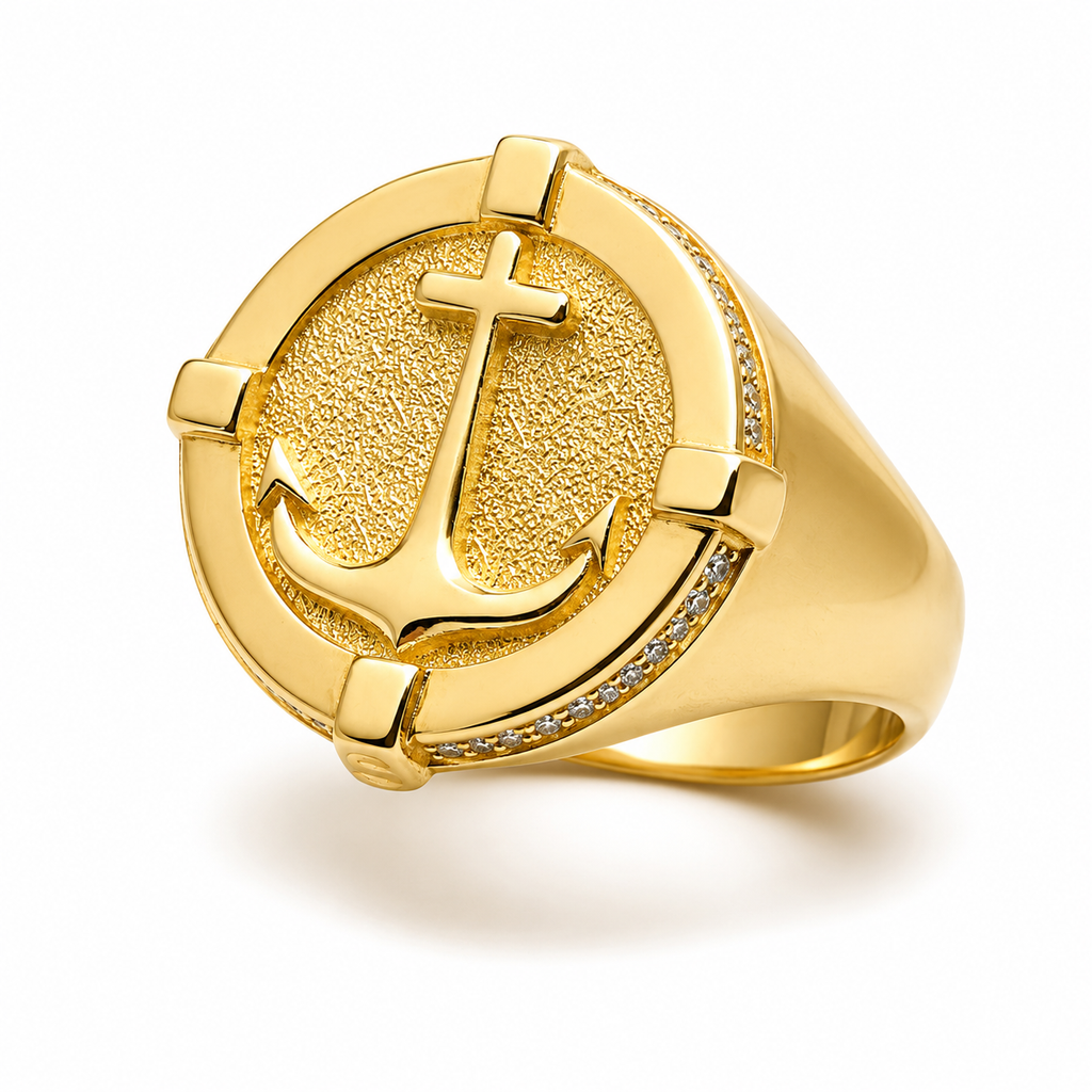 Nautical Ring Anchor – 10K Yellow Gold