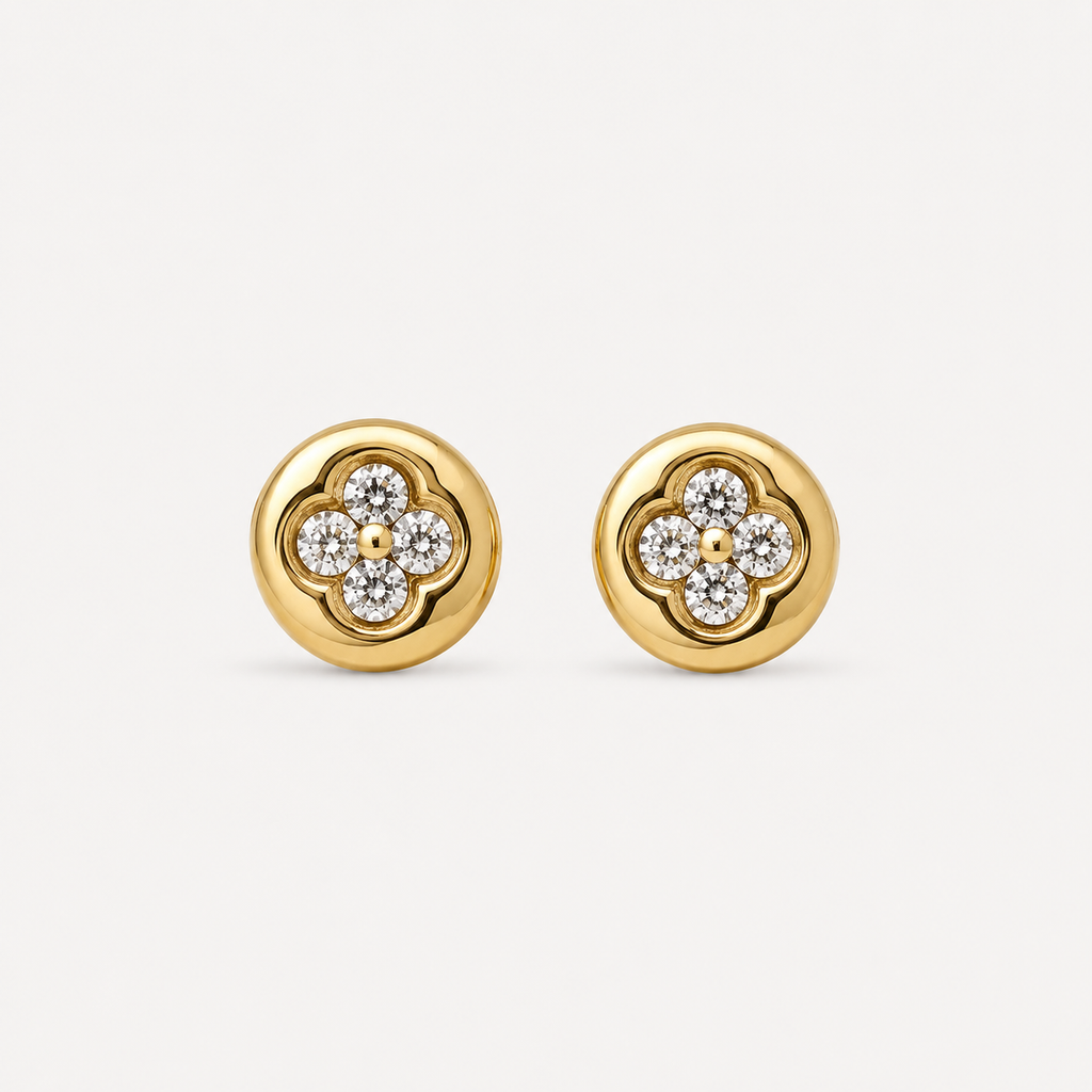 Tiny Floral Gold Stud Earrings