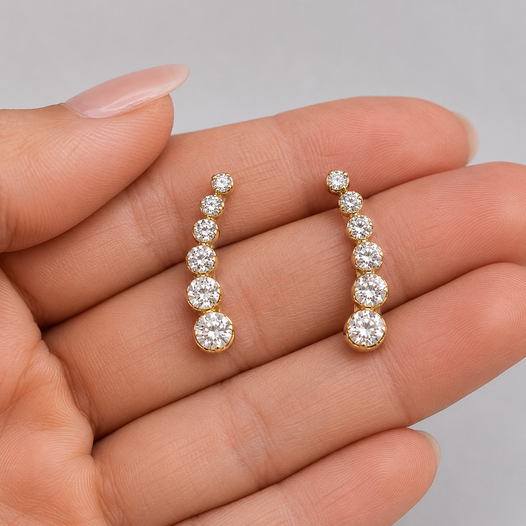 Diamond Cascade Stud Earrings