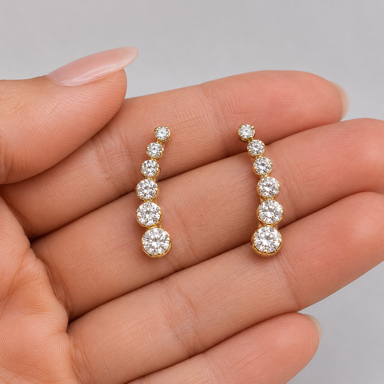 Diamond Cascade Stud Earrings