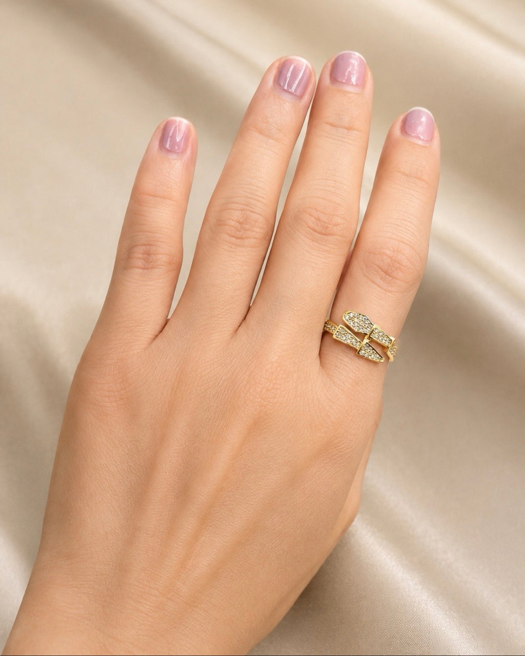 Geometric Diamond Gold Ring