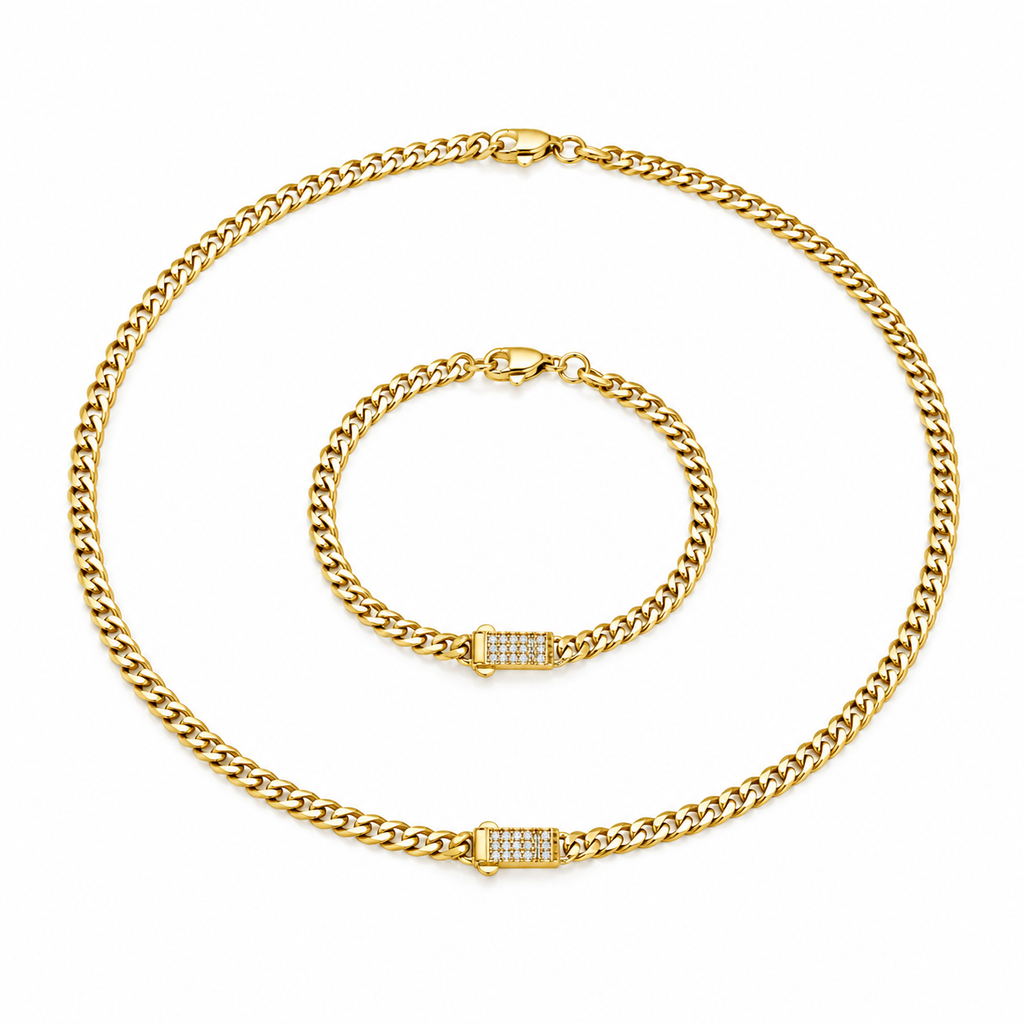 10K Gold Monaco Chain Set