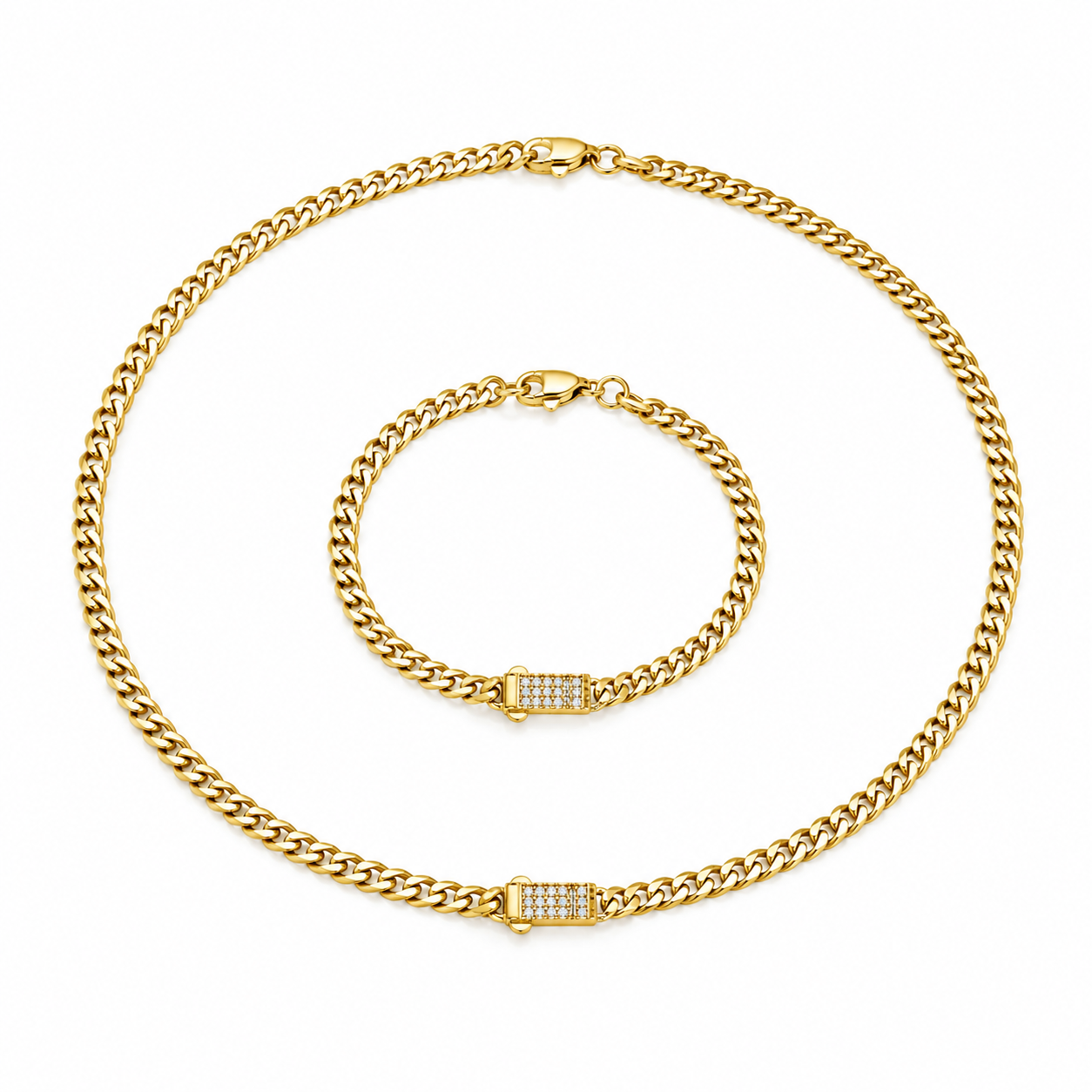 10K Gold Monaco Chain Set