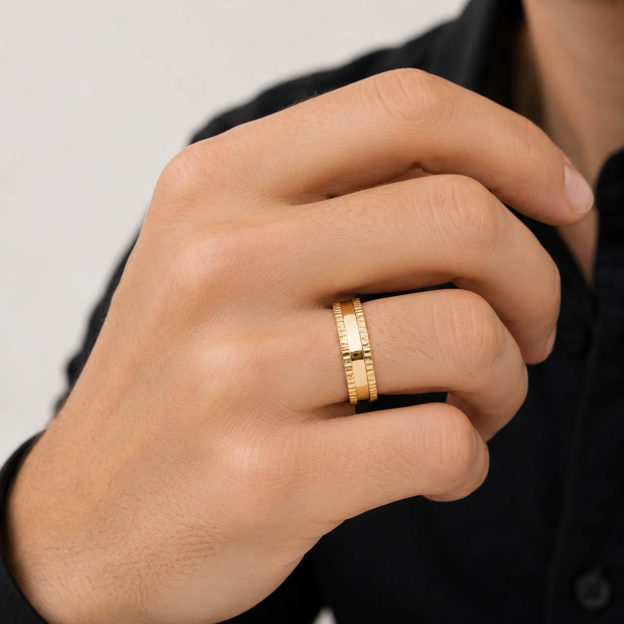 Gold Textured Band Ring