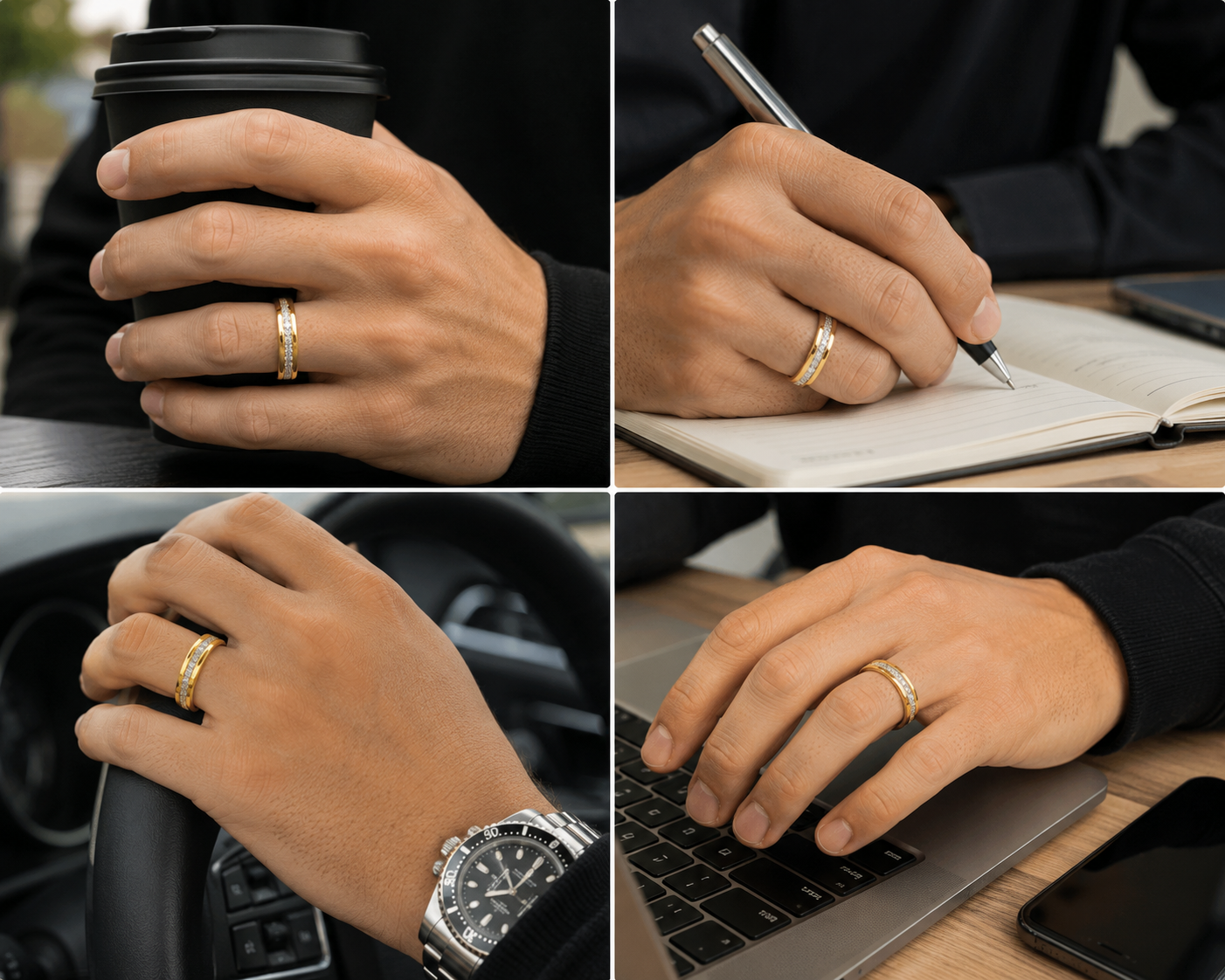 Gold Diamond-Cut Band Ring