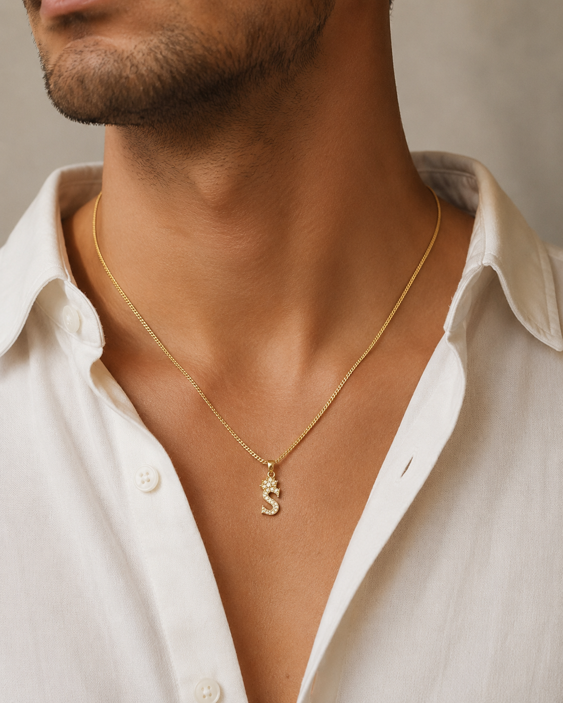 Gold Initial S Pendant Necklace