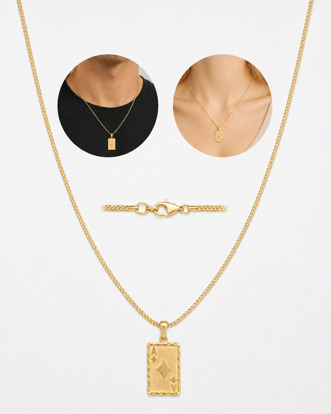 Gold Ace Card Pendant Necklace