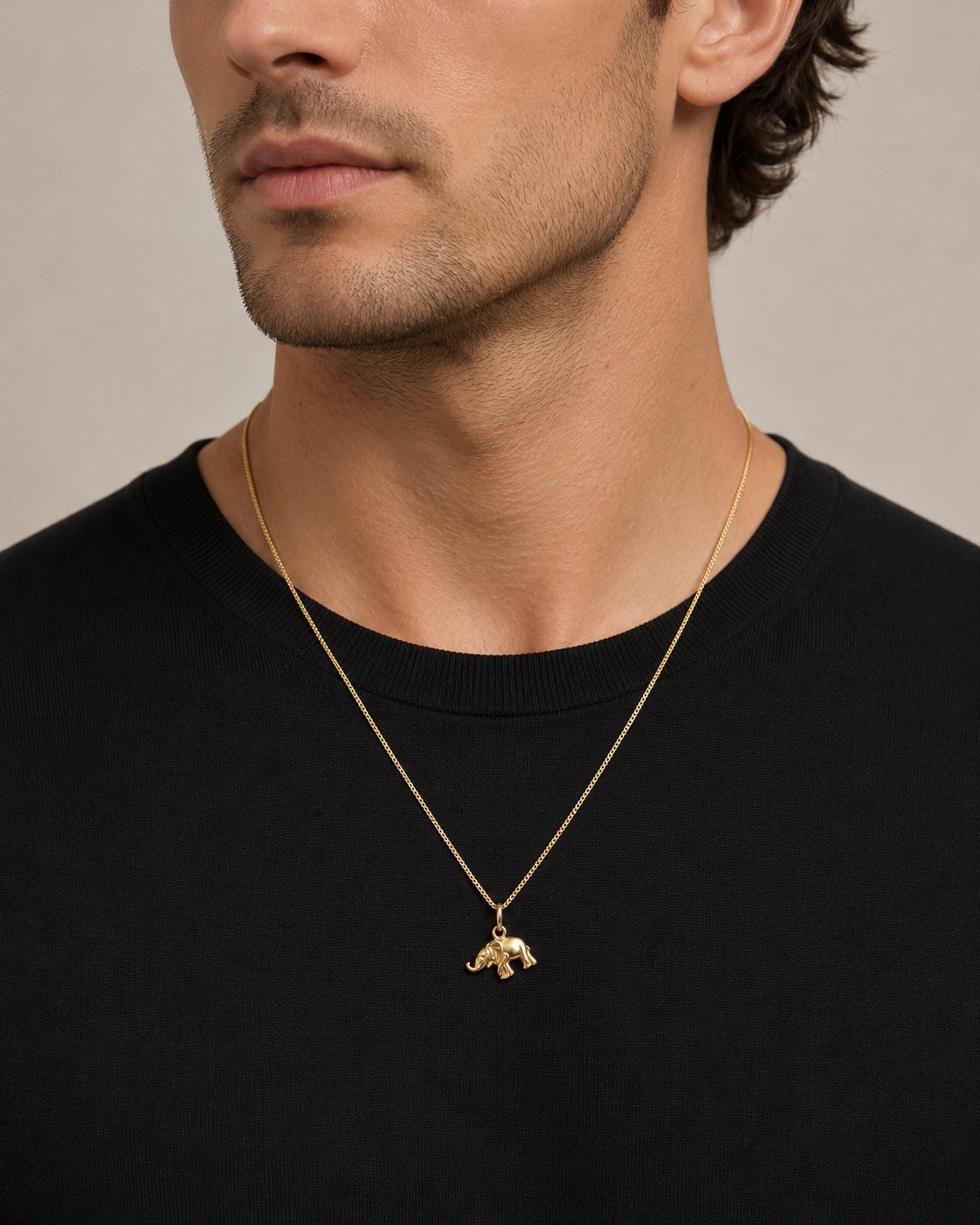 Gold Elephant Charm Necklace