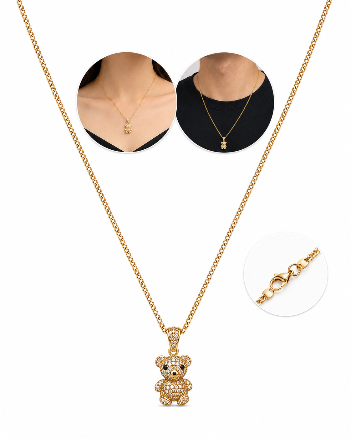 Gold Teddy Bear Necklace