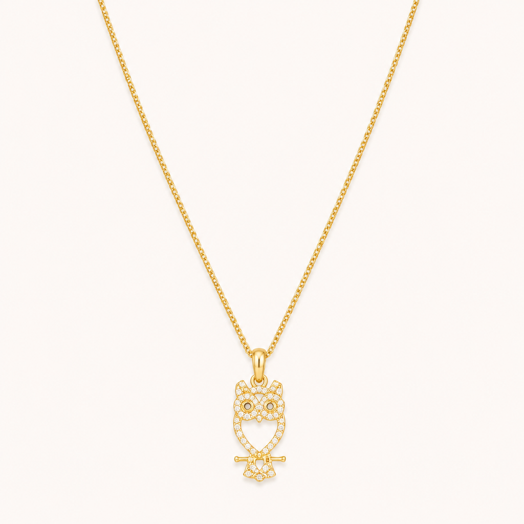 Gold Owl Pendant Necklace