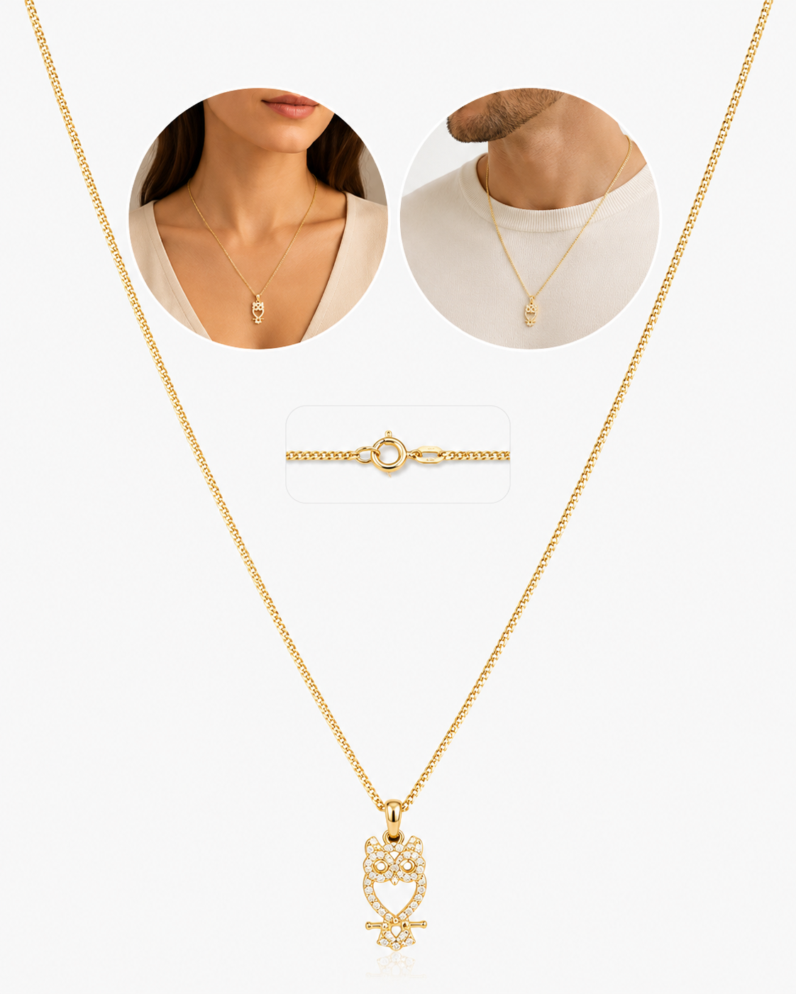Gold Owl Pendant Necklace