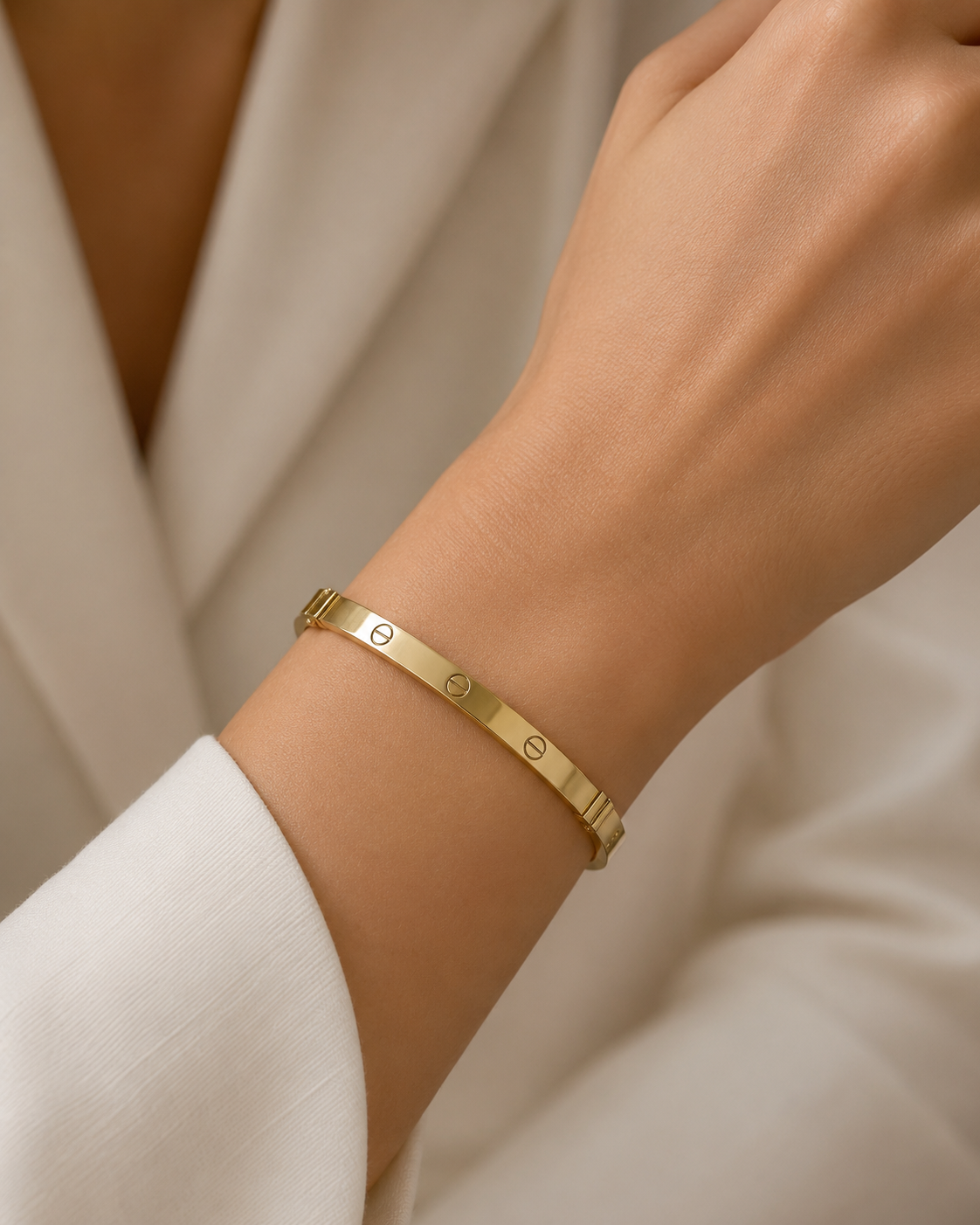 Gold Screw Bangle Bracelet