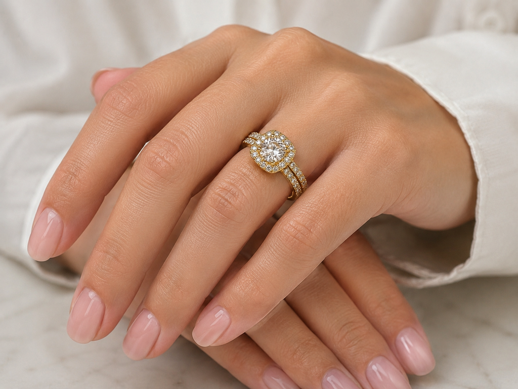 Classic Halo Bridal Ring Set