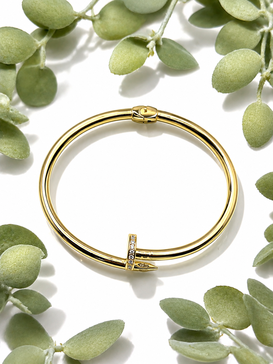 Gold Nail Bangle Bracelet